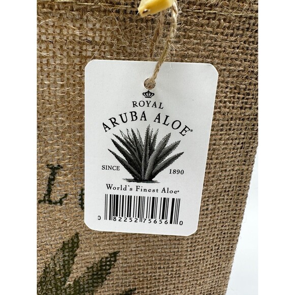 NEW Genuine Royal Aruba Aloe Burlap & Canvas Tote/Gift Bag w Logo - 10x9x6"- NWT - Picture 8 of 14